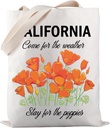 PWHAOO California Poppy Tote Bag California Canvas Merch California State Tote Bag American Poppy Gift