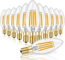 Hizashi 90+CRI Candelabra LED Light Bulbs 60 Watt, 2700K Warm White, E12 LED Bulb Dimmable, B11 Chandelier Light Bulbs, 6W, 550LM, Candle Light Bulbs, UL Listed, 12 Pack