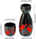 5PCS Hand Painted Japanese Sake Ceramic Set with White and Pink Flowers, Collection
