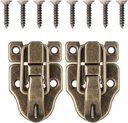 2-Pack Retro Bronze Style Toggle Latches Hardware Bronze Toggle Hasp for Wood Boxes Metal Duckbilled Hasp Latch Catch Antique Small Box Latch with Screws for Jewelry Box Chest Cabinet Crafts