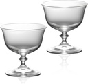 KAMMAK Cocktail Glasses Set of 2, 10oz Crystal Dessert Glass with Short Stem, Classic Glassware for Ice Cream, Mixed Drinks, Modern Bar Drinkware for Party, Beach, Anniversary
