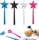4 PCS Star Magic Salt and Papper Shakers Pentagram Shape Fairy Wand Three Holes Salt Dispenser Refillable Removable Light One Hand Operation Kitchen Accessories （Black, White, Blue, Rose Red）