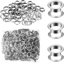WILLBOND Grommet and Washer Grommet Kit Finish Eyelet for Clothes Fabric Leather Tag Bag(500 Pieces,Silver,1/4 Inch)
