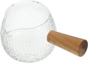 Glass Carafe Cup Wooden Handle Milk Pitcher Espresso Shot Cup for Coffee Tea Milk Travel Office
