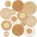 Glenmal Set of 13 Boho Wall Basket Decor Woven Rattan Flat Baskets Handmade Boho Wicker Bamboo Seagrass Wall Hanging Decor for Bedroom Living Room Dining Room Office Ready to Hang(Classic)