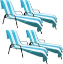 Superior Cabana Cotton Lounge Chair Cover, Outdoor Towel/Chaise Furniture Covers, Terry Cloth, Beach, Spa, Swim Accessories, Pool Chair Cover, Soft, Quick Drying, 32" x 102", Set of 4, Turquoise