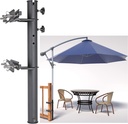 Patio Table/Offset Umbrella Railing Holder, Stainless Steel Outdoor Umbrella Mount/Bracket for Deck Railing, Adjustable Base Width (Tube ID: 2.05")