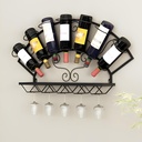 Vintage Wine Racks Wall Mounted Wine Bottle Stemware Holder, Wine Glass Hanging Rack for Home Kitchen Decor, Bar, Wine Cellar, Holds 7 Wine Bottles and 5 Wine Glasses, 86 * 40cm (Color : Black)