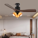 European Luxury & American Vintage LED Fan Light - Remote-Controlled Ceiling Fan Light for Living Room, Bedroom, Study, Villa, Hotel, Western Restaurant, Cafe & Clothing Store (Style 26)