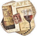 Pimpernel French Cellar Coasters, Set of 4 (4" x 4") – Cork-Backed Boards with Lacquer Finish, Durable & Heat Resistant to 212°F, Decorative Wine-Themed Design for Dining, Coffee & Kitchen Use