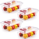 CURTA 4 Pack Food Storage Box with Lid, Clear NSF Polycarbonate Food Storage Box, 3.5 Gallon,Stackable Commercial Storage Containers for Kitchen Restaurant (18" x 12" x 6")