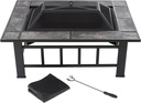 Fire Pit Set, Wood Burning Pit -Includes Screen, Cover and Log Poker- Great for Outdoor and Patio, 37” Marble Tile Rectangular Firepit by Pure Garden