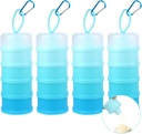 4 Pack Protein Powder Container,Formula Dispenser On The Go, 4 Stackable Protein Powder Dispenser with Funnels,Portable& Leakproof Keychain Protein Powder Container for Fitness Travel (Blue)