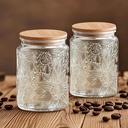 2 Pack Glass Storage Jar with Bamboo Lid, 23.7 FL Oz Kitchen Glass Food Storage Containers for Candy, Coffee Tea Beans, Oats,Flour, Grains