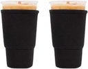 Iced Coffee Sleeves Reusable Insulator Sleeves for Cold Drinks Neoprene Cold Cup Holder for Starbucks, Dunkin (Large 2, Black)