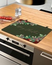 Christmas Countertop Burners Protection Mats for Kitchen, Pastoral Pine Cone Berry Winter Rubber Stove Top Cover Mat, Heat Proof Mats Cooktop Cover for Counter Dish Drying Mat, 31"x24"