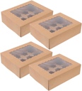 Amosfun 4pcs Cupcake Boxes Inner Inserts Portable Bakery Carrier Elegant Bakery Supplies for Parties Food-grade Containers for