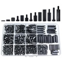 600PCS of M3 Male Female Nylon Hex Spacer Standoffs Screws Nuts, Motherboard Bolt and Screw Combination Suite for Circuit Board PCB Board Thread Column (Black)
