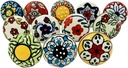 Kunal Art & Crafts Multicoloured Ceramic Knobs for Cabinet Dresser Drawer Furniture Desks Handle Door Cupboard Wardrobe Pull Hand Painted Ceramic Knobs Cabinet Set of 12