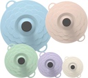 5 Pack Silicone Food Storage Lids, BPA-Free Suction Cup Lids,Microwave Splatter Cover, 5 Sizes Reusable Heat Resistant Suction Lids Fits, for cups, bowls, plates, pots, pans, refrigerators, etc.