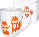 Fox Ceramic Coffee Mug Handmade Porcelain Tea Mug 14 oz Novelty Coffee Mugs for Women and Men Holiday Housewarming Chirstmas Birthday Gifts for Women White