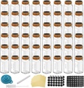 36 Pcs 4 OZ Glass Spice Jars with Bamboo Lids, Glass Jars with Minimalist Farmhouse Spice Labels Stickers, Collapsible Funnel, Seasoning Storage Bottles for Spice Rack, Cabinet, Drawer (36)