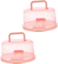 2pcs Portable Round Cake Carrier Handle Handy Cupcake Holder for Outdoor Events Lightweight Pp Cake Box Secure Buckle Closure for Birthdays Weddings and Gatherings