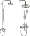 Aolemi Exposed Shower Faucet Set Brushed Nickel 8 Inch Rain Head Handheld Spray Tub Spout Wall Mount Shower Fixture 2 Cross Handle Bathroom