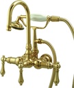 Kingston Brass CC7T2 Vintage 3-3/8" Wall Mount Tub Faucet with Hand Shower, Polished Brass