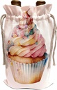 3dRose Pretty Image of Watercolor Pastel Cupcake Illustration - Wine Bags (wbg-383643-1)