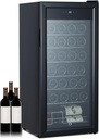32 Bottle Wine Cooler, Cabinet Beverage Refrigerator, Freestanding Mini Fridge with Digital Touchscreen, LED Display, Split Storage for Red White Wine, Champagne, Beer
