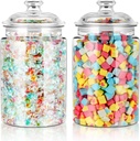 MOLIGOU Plastic Apothecary Jars with Airtight Lid, 120 oz Candy Jars for Candy Buffet, Kitchen Storage Jars, Set of 2