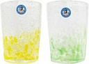 Kirakobo Octagonal Glasses (Yellow, Green), φ3.0 inches (7.5 cm), Sea of Bubbles, Pack of 2