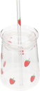 KICHOUSE 1 set Capacity Strawberry Cup with Lid Glass Mug for Water Juice Beverages for Outdoor Sports School and Daily Use
