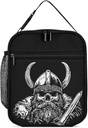 Vikings-Skull Nordic Warrior Portable Lunch Tote Bag Portable Insulated Bento Box for Office Work Picnic Men Women
