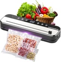YUEWO Vacuum Sealer, 5 Modes (Seals up to 12 inches), Mini Design with Cutter, Wet/Dry Food Mode, Includes 50 Fresh Bags, BPA-Free Material for Keeping Meat, Vegetables and Other Foods Fresh.