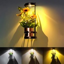 Solar Floor Lamps with Plant Stand, 3 Color Temperatures Solar Lights Outdoor Patio Decor, Solar Wall Sconce Shelf Planter Outdoor Waterproof, Solar Outdoor Lights for Yard Porch Patio Decor (Black)