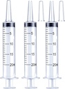 20ml Syringe for Liquid, Oral, Scientific Labs, Measurement, Dispensing, with Cap- 3 Pack 20ml Syringes