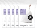 simplehuman Code P 100 Count, Dispenser Pack Custom Fit Liners, Drawstring Trash Bags, 50-60 Liter / 13-16 Gallon, White