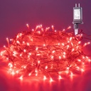 33ft 100 LED Red Christmas Lights, 8 Modes LED String Lights Outdoor Waterproof, Clear Wire LED Lights for Valentine's Day, Bedroom, Party, Christmas, Halloween Decor-Red