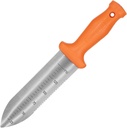 Zenport K246 Deluxe ZenBori Soil Knife with Sheath, 6-Inch Stainless Steel Serrated Blade and Depth Measurement Markings, Orange Handle