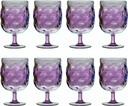 QG Set of 8 Colorful Stackable 12 oz Acrylic Plastic Drinking Glass Tumbler Set Purple