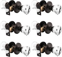 Orger Crystal Passage Door Knobs with Faceted Diamond Shape, Interior Non-Locking Door Hardware for Hallway/Closet, Classic Glass Door Handle with Oil Rubbed Bronze Rosette, 6 Pack
