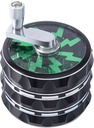 2.5 inch Hand Crank Aluminium Large Grinder with Clear Top, Black