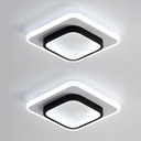 2 Pack LED Ceiling Light 22W Modern Ceiling Lamp, Cool White 6500K 9.5 Inch Square Close to Ceiling Lights for Bedroom Hallway Office Kitchen Dining Room Entrance(Black & White)