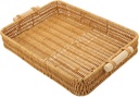Bread Box for Kitchen Countertop Rattan Woven Storage Basket Baskets for Organizing Decor Tray Kitchen Woven Tray