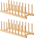 Bamboo Dish Drying Rack-2 PCS Pot Lid Plate Rack Organizer Holder for Cabinet-Cutting Board Organizer for Dish, Pot Lid, Bowl, Cup, Cutting Board