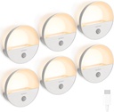 Rechargeable Battery Night Light, Motion Sensor Night Light, LED Warm White Magnetic Stick-on Motion Sensored Hallway Light, with Dusk to Dawn Sensor for Stairs, Wall, Closet, Cabinet (6 Pack)