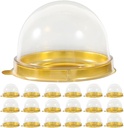 Alipis 250pcs Mini Cupcake Boxes: Golden Plastic Bottom & Clear Dome Lids - Egg-Yolk Pastry Packaging Case 2.75 Inch - Ideal For Sweet Treats