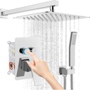 gotonovo Shower Faucet Set Push Button Diverter Rainfall Shower Head and Handheld Set Bathroom System Wall Mounted 12 Inch Showerhead Polished Chrome